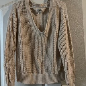 (S) oversized Knitted crème Pink sweater